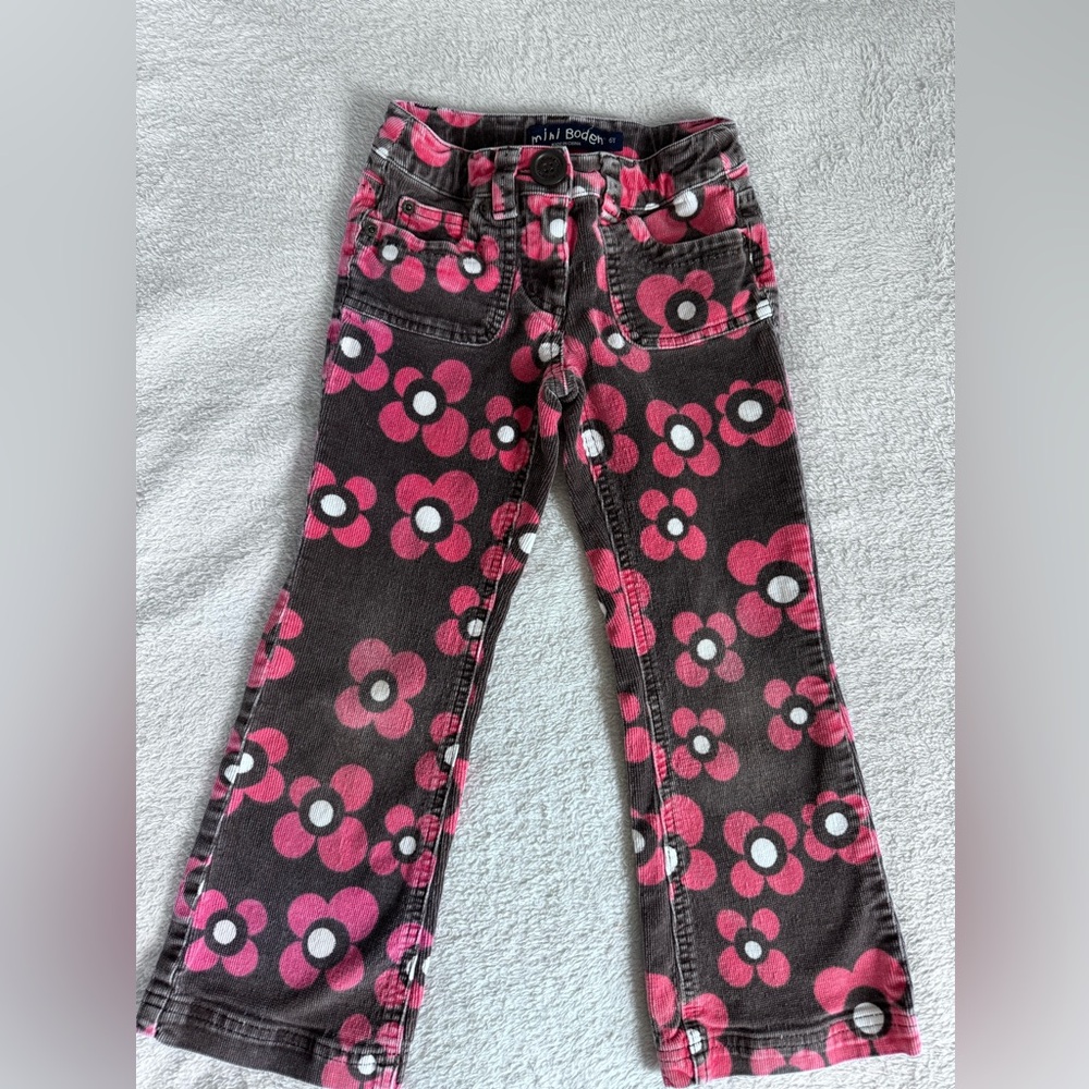 Mini Boden Floral Corduroy Pants 6Y